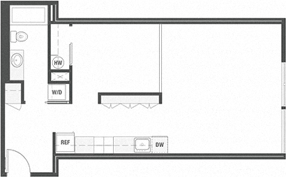 a floor plan of a one bedroom apartment at 19th & Mercer in Seattle, WA